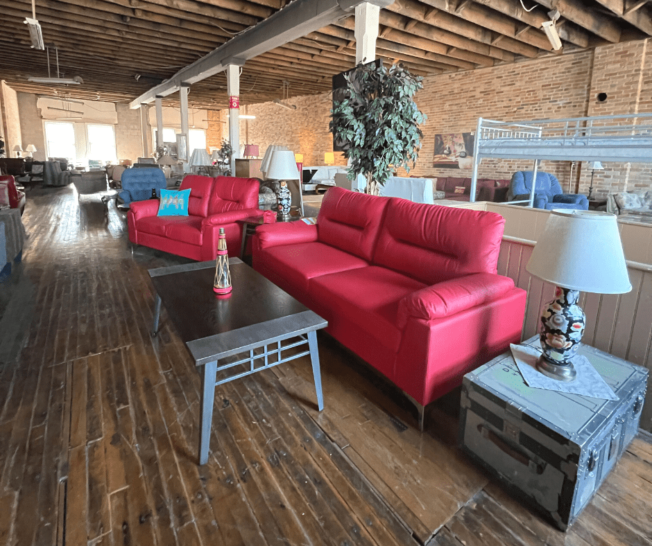 red living room set